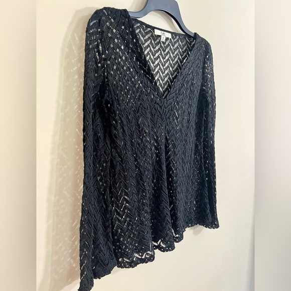 YA LOS ANGELES Women’s Lace Crochet V Neck Sheer Bell Sleeve Boho Fairy Top‎ M - Picture 7 of 12